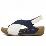 Women's Leather Sandals with Cushioned Sole, Adjustable Straps, Lightweight Casual Fit - Mateo & Eliana