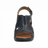 Women's Open Toe Low Heel Sandals With Arch Support Cushioned Footbed Hook-and-Loop Strap - Mateo & Eliana