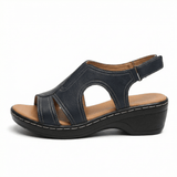 Women's Open Toe Low Heel Sandals With Arch Support Cushioned Footbed Hook-and-Loop Strap - Mateo & Eliana