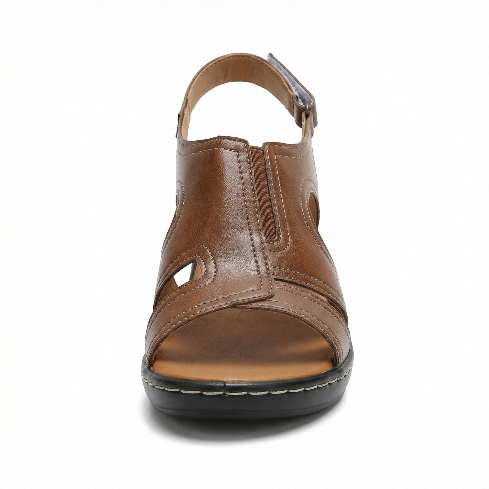 Women's Open Toe Low Heel Sandals With Arch Support Cushioned Footbed Hook-and-Loop Strap - Mateo & Eliana