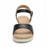 Women's Wedge Sandals Adjustable Strap Breathable Leather Platform Comfort Sole - Mateo & Eliana
