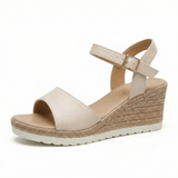 Women's Wedge Sandals Adjustable Strap Breathable Leather Platform Comfort Sole - Mateo & Eliana