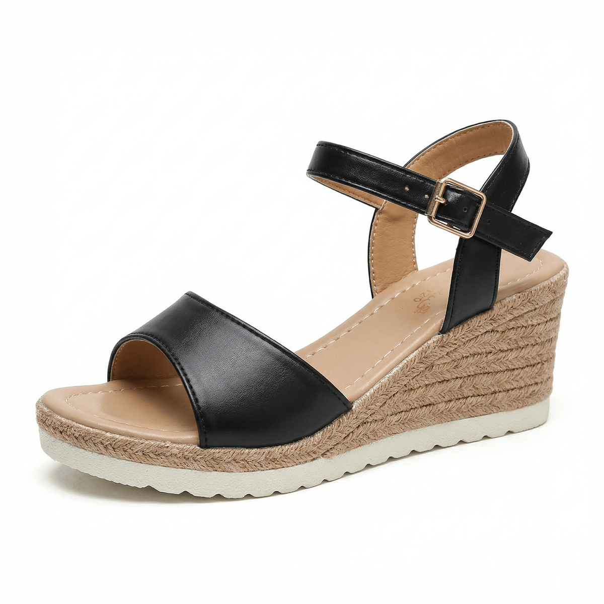 Women's Wedge Sandals Adjustable Strap Breathable Leather Platform Comfort Sole - Mateo & Eliana